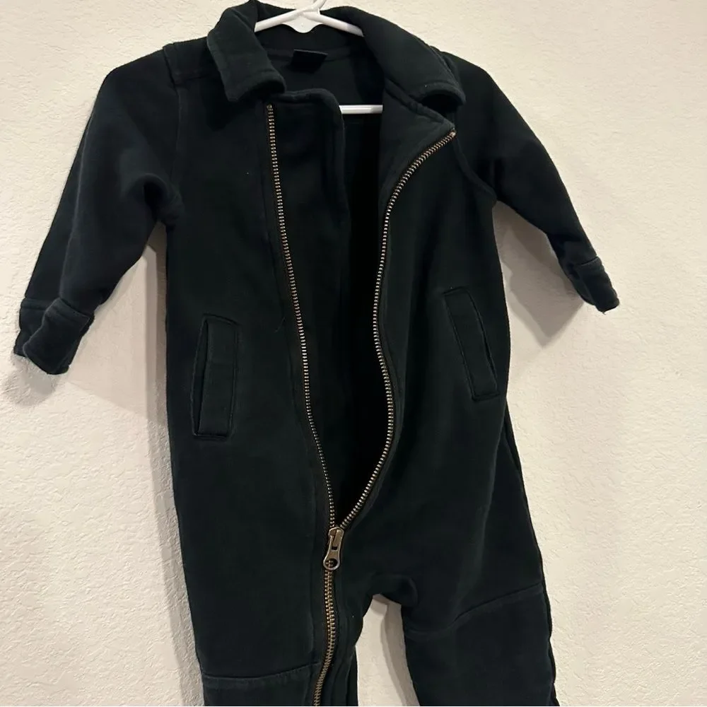 Baby GAP Black One Piece Outfit Infant 6-12 Month Gold Zipper Bougie Moto Romper
